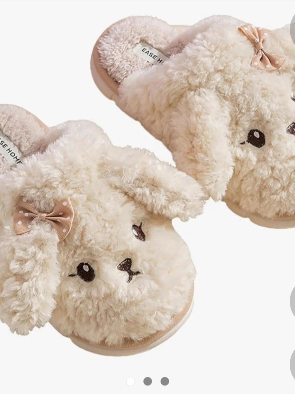 Plush Poodle Slippers - Cream